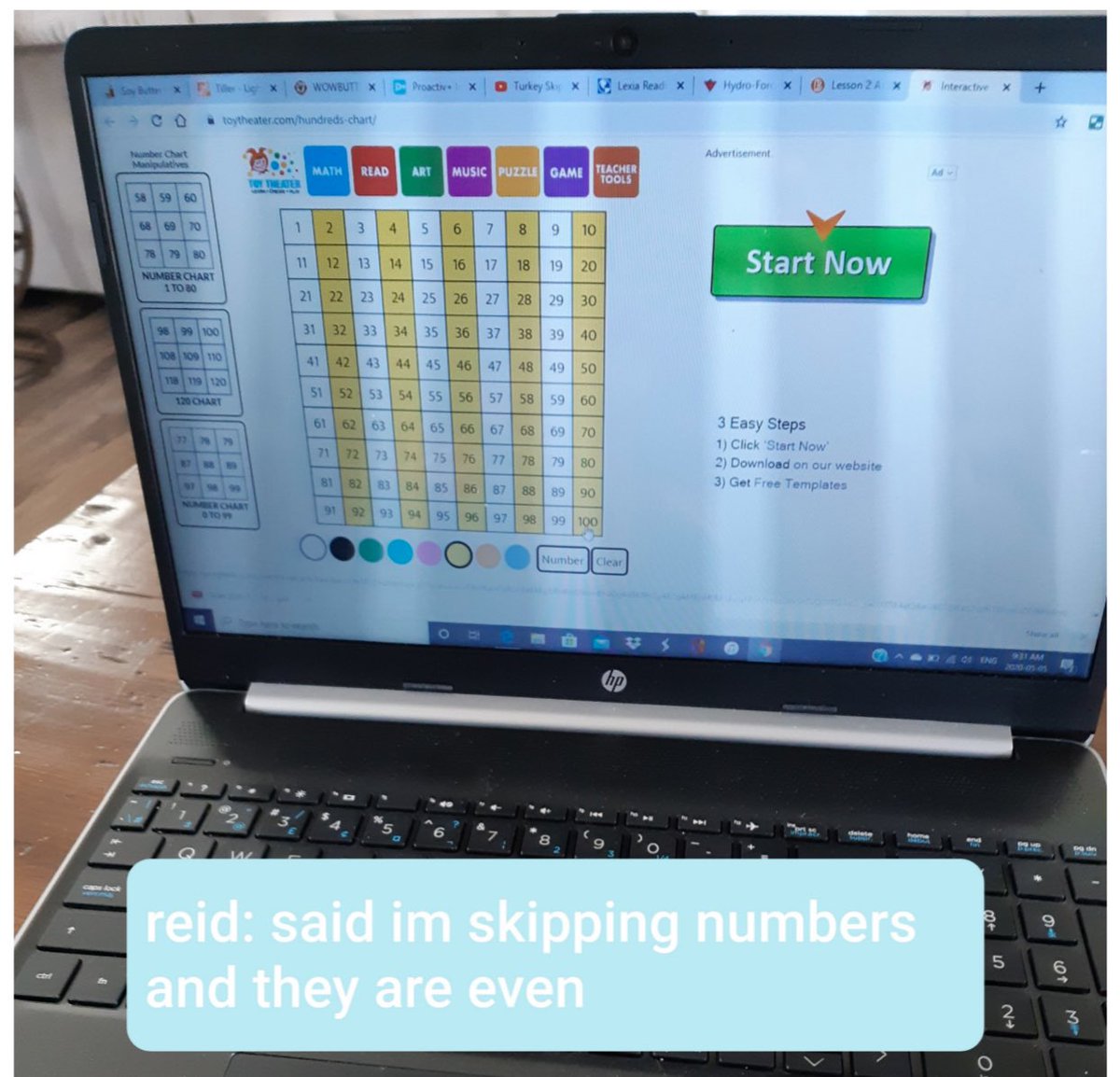 MrsWhaley_'s tweet image. Finding #NumberPatterns by exploring #PlaceValue in a #100Chart using #VirtualTools!  🔍 💯💻 Check out these kiddos’ observations about the patterns they are seeing! 👀 Way to go, boys! 👏#EdChat #HCDSBMath @StPaul_CES @HCDSB @mickleja