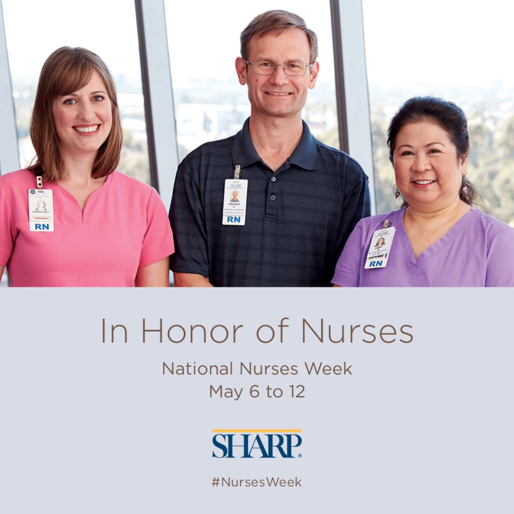 sharphealthcare's tweet image. Every day, the nurses of Sharp HealthCare share their skills and compassion with our patients, visitors and each other. We appreciate their expertise, innovation and leadership, and honor them during National #NursesWeek. #TheSharpExperience #WeAreSharp