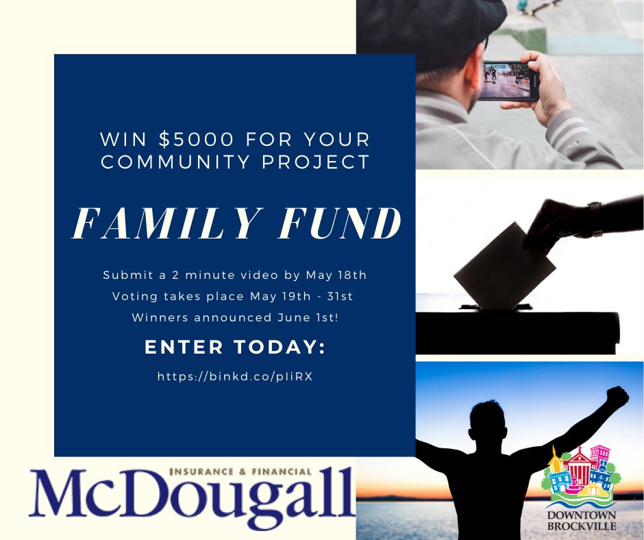 Downtown Brockville (@dt_brockville) on Twitter photo McDougall Insurance Brokers (<a href="/mcdougallins/">McDougall Insurance</a>) are going to award a Community Project Submission up to $5000 toward helping make your project a reality. binkd.co/pIiRX,
What better time is there than now to use your creativity and free money to invest in your community? McDougall Insurance Brokers (<a href="/mcdougallins/">McDougall Insurance</a>) are going to award a Community Project Submission up to $5000 toward helping make your project a reality. binkd.co/pIiRX,
What better time is there than now to use your creativity and free money to invest in your community?