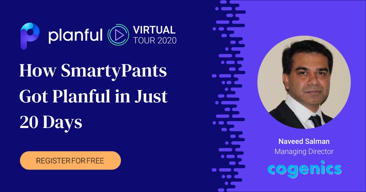 Planful's tweet photo. Hear Naveed Salman, Managing Partner at @Cogincon, dive into the details on how SmartyPants Vitamins deployed Planful in under 3 weeks on the Planful Virtual Tour, May 19-21. Register here for free: https://t.co/TqgSQeROp4
#customerstories #fpa #planfulvirtualtour https://t.co/28slia0DAe