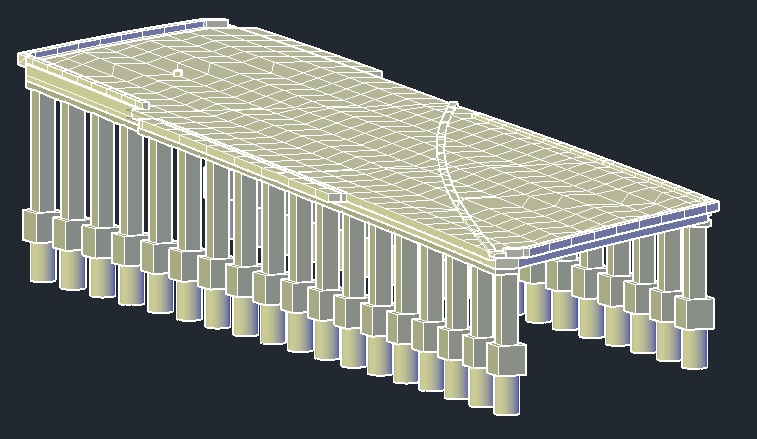 3D model from another angle - we called it the 'ski jump' as it rose by 4m and superelevation switched from a left-hand fall to right - partway across the deck. Total length 86m, 20m more and it's classed as a tunnel! The hardest bridge I've ever set out 6/