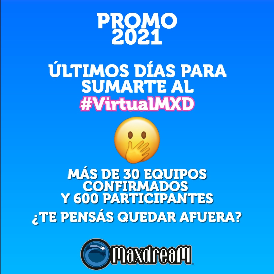 MaxdreamMendoza's tweet photo. ⚠️ULTIMO DIA Promo 2021⚠️
🛑Tenes tiempo de INSCRIBIRTE hasta las 00hs
Últimos cupos 😬
#VirtualMxd 🔥 https://t.co/WN3Xl3G2Cr