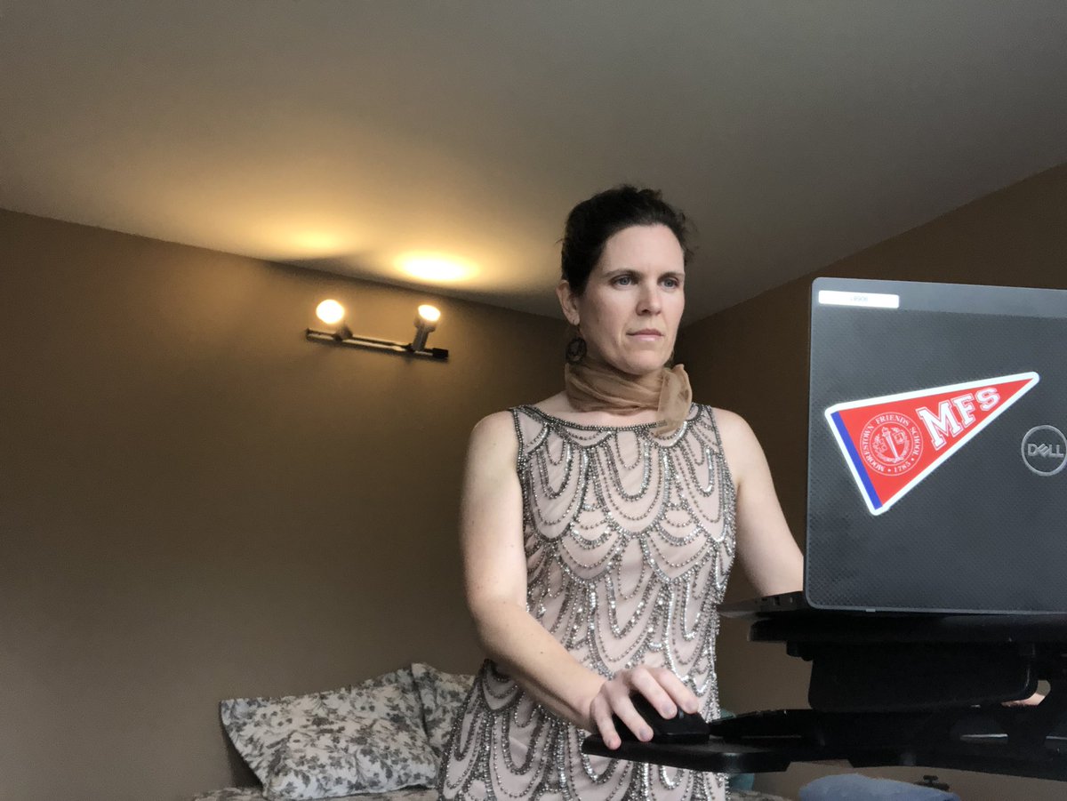 ClarksonMFS's tweet image. All dressed up with somewhere to go! Best seat in town for the Virtual MFS Middle School Talent Show! Close to 90 in attendance. SPECTACULAR job by all performers. (And if I’m getting dressed up I might as well stay that way!) #VirtualMFS #MFSgotTALENT