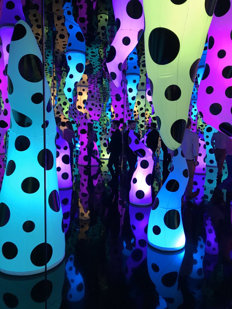 icateens's tweet image. Staying Creative: Episode 5. Get inspired by Yayoi Kusama’s infinity room LOVE IS CALLING (1st image). Find or create the largest infinity in the smallest space. Snap a photo. Tag us. (See examples by Director of Teen Programs Betsy featuring 🤠 by alum Ren. Polka dots added.)