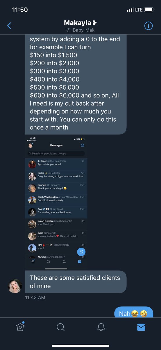 TheCjMcCullough's tweet photo. Quarantine really has people bored af🤣🤣 trying to scam me, smh https://t.co/n3jIsRjibE