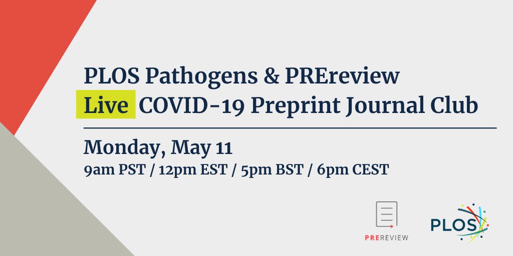 Next week, join <a href="/PLOSPathogens/">PLOS Pathogens</a>,<a href="/PREreview_/">PREreview</a>, and scientists from around the world to discuss and review a #COVID19-related #preprint— live. 

🗓️Monday, May 11
➡️Details and registration: plos.io/PLOSPREreviewL… 

#PLOSPREreviewLIVE #PowerToThePreprint