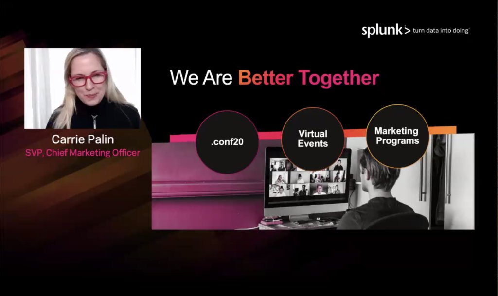 SplunkPartners's tweet photo. “Here’s where the magic is and how we are better together. The power of @splunk’s brand combined with your brand is how we build confidence with our customers and creates opportunity in the market.” - @carriepsandstad, SVP, Chief Marketing Officer #SplunkGlobalPartnerRally https://t.co/weNH65WlrD