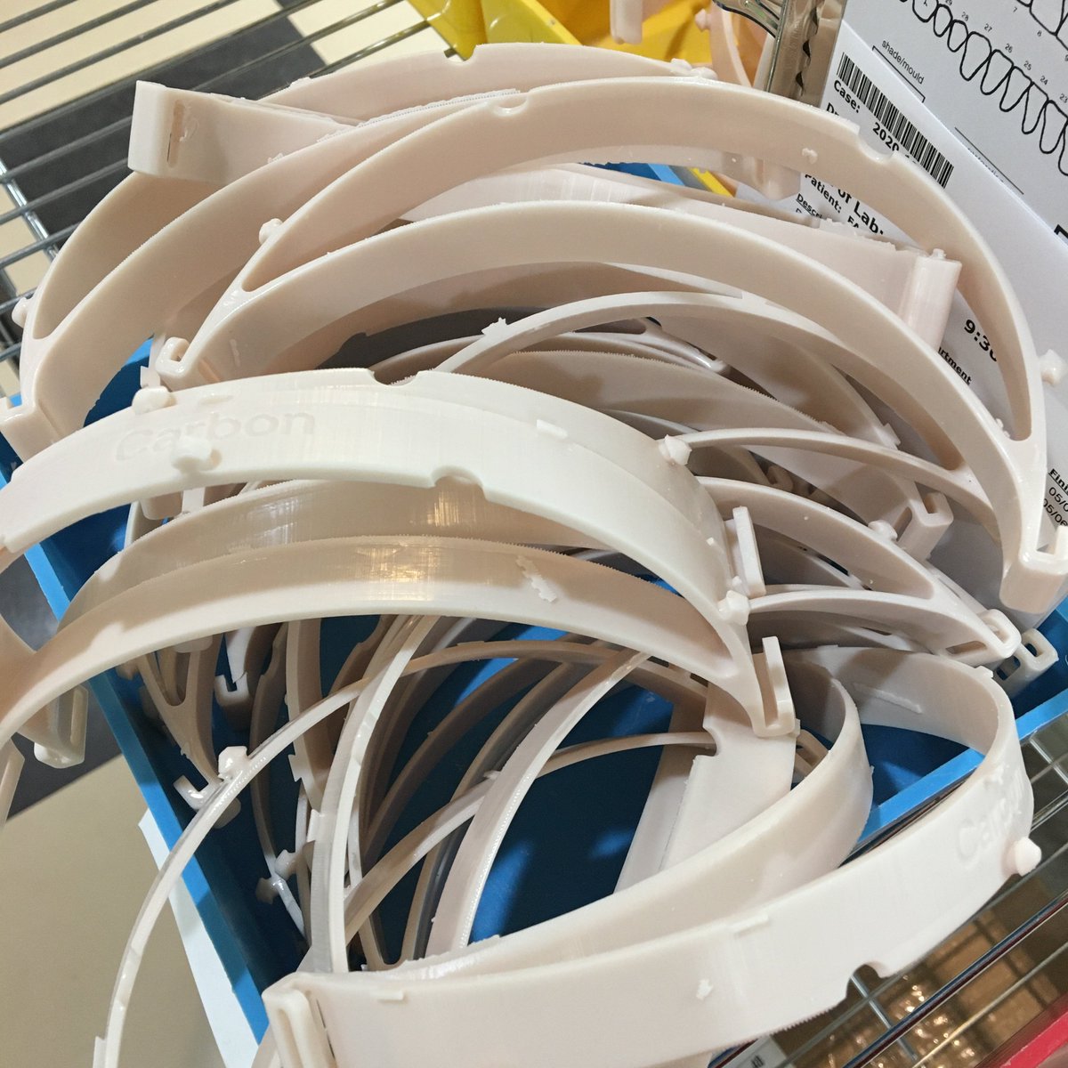 Printing <a href="/Carbon/">Carbon</a> PPE head bands for face shields that dentists are requesting.  We're including the clear shield and elastic bands too.
#ppenow #dentistry #3dprinting #COVID19 #seattlewegotthis