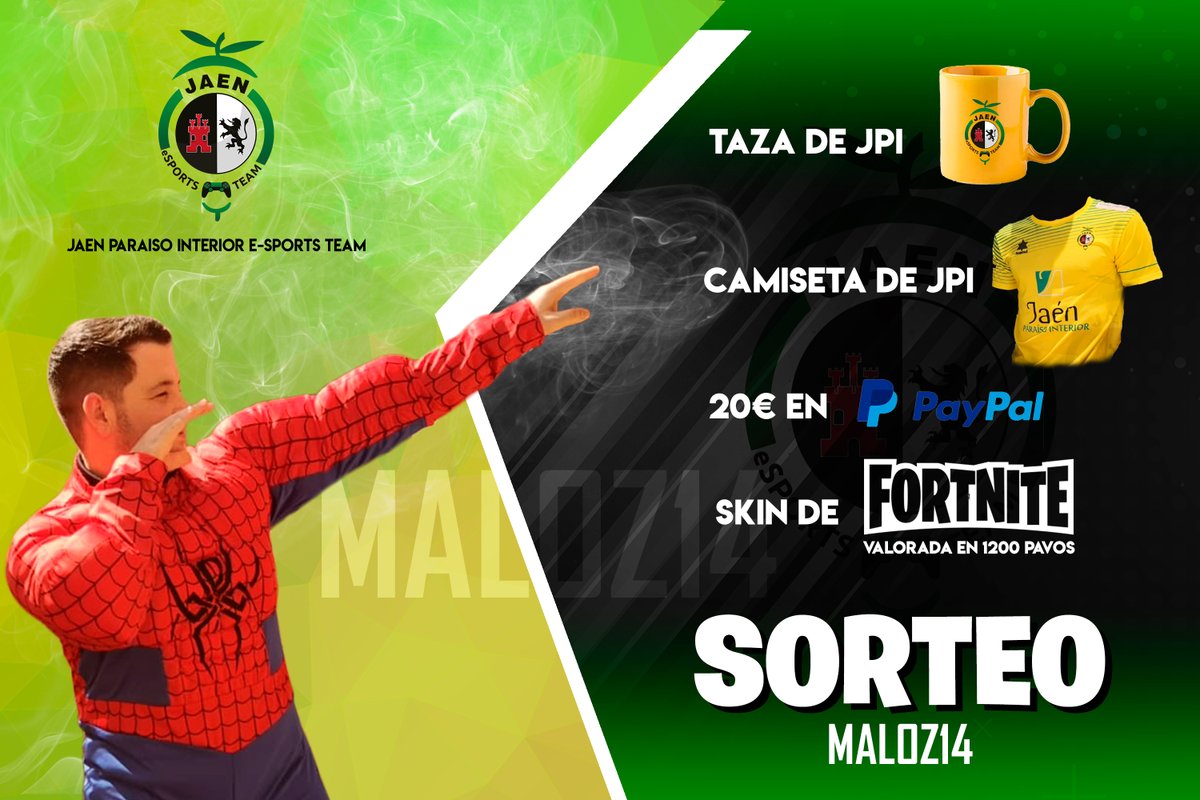 Especial 1k follow y entrada a <a href="/JaenFSeSports/">Jaén Paraíso Interior eSports</a> 

Este es mi sorteazo🤟🤟

🔸Los requisitos son:
🔹Seguirme @Maalozz 
🔹Seguir a <a href="/JaenFSeSports/">Jaén Paraíso Interior eSports</a> 
🔹Rt al twet
🔹Mecionar un amigo.

🔸Mis suscriptores y seguidores en Twitch tienen un plus.
                 twitch.tv/maloz14