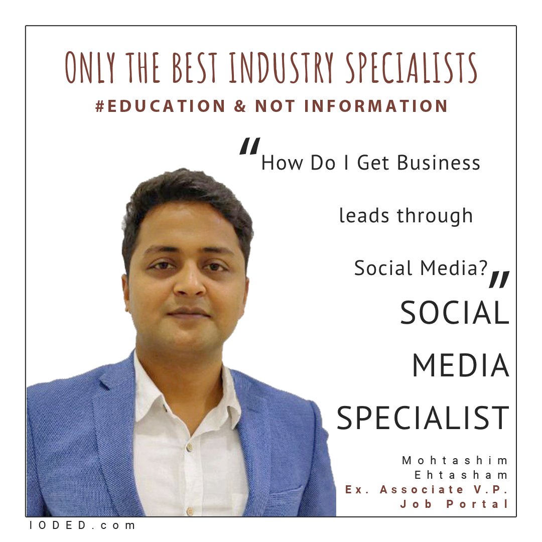 iodedindia's tweet photo. Our #SocialMediaExpert has a question for you:
How to get business leads in #socialmedia?
Answer down below...
#Socialmediaexpert #Digitalmarketingtrainer #digitalmarketing #Socialmediaquestions
#Socialmediatips #socialmediamarketing https://t.co/mmng0BdwRg