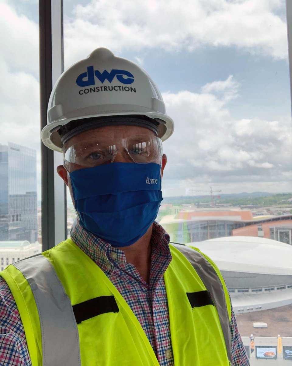 DWC_Cares's tweet photo. Senior Project Manager Stephen Vaughn keeping himself & others safe from the spread of the virus at our BDO project @ 5th & Broad. #COVID19 #SafetyFirst #NashvilleTN #construction #DWCcares #interior #generalcontractor #tenantimprovement #WeBuildGreatPlacestoWork #mask #besafe https://t.co/k0Ge7VXv0X