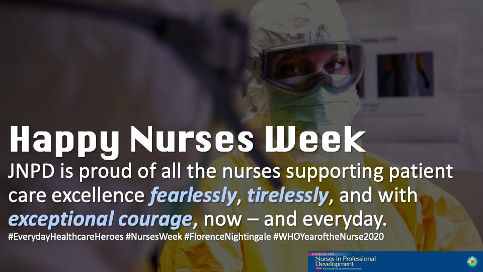 JNPDonline's tweet photo. JNPD thanks all the nurses keeping everyone safe (today and everyday). Your courage and resilience is inspiring. #HealthcareHeroes #EverydayHeroes #JournalforNursesinProfDev #JNPD #WHOYearoftheNurse2020 #NursesareResilient https://t.co/N07WO6XrYh