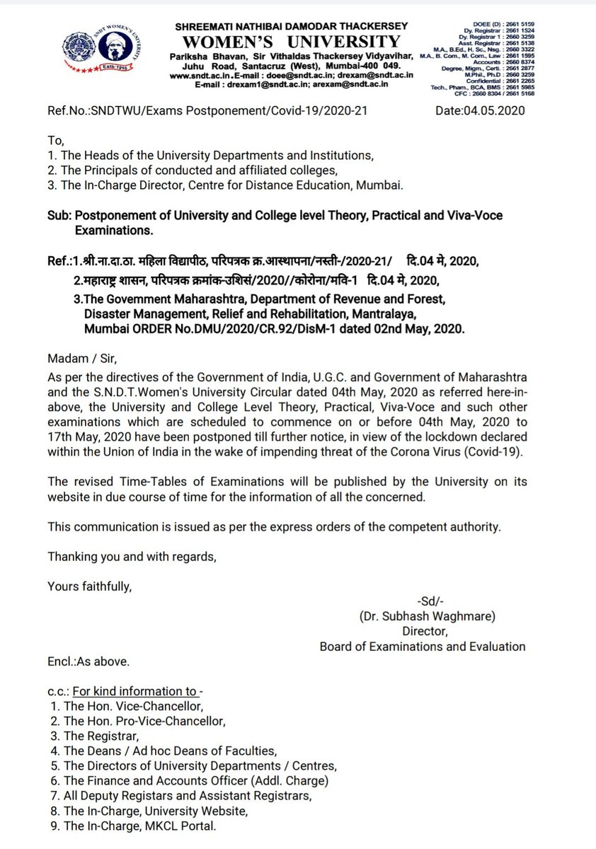 pinkumanno's tweet photo. Exam related updates from SNDT Women's University Mumbai
@PVPoly https://t.co/dge1t3OSpM