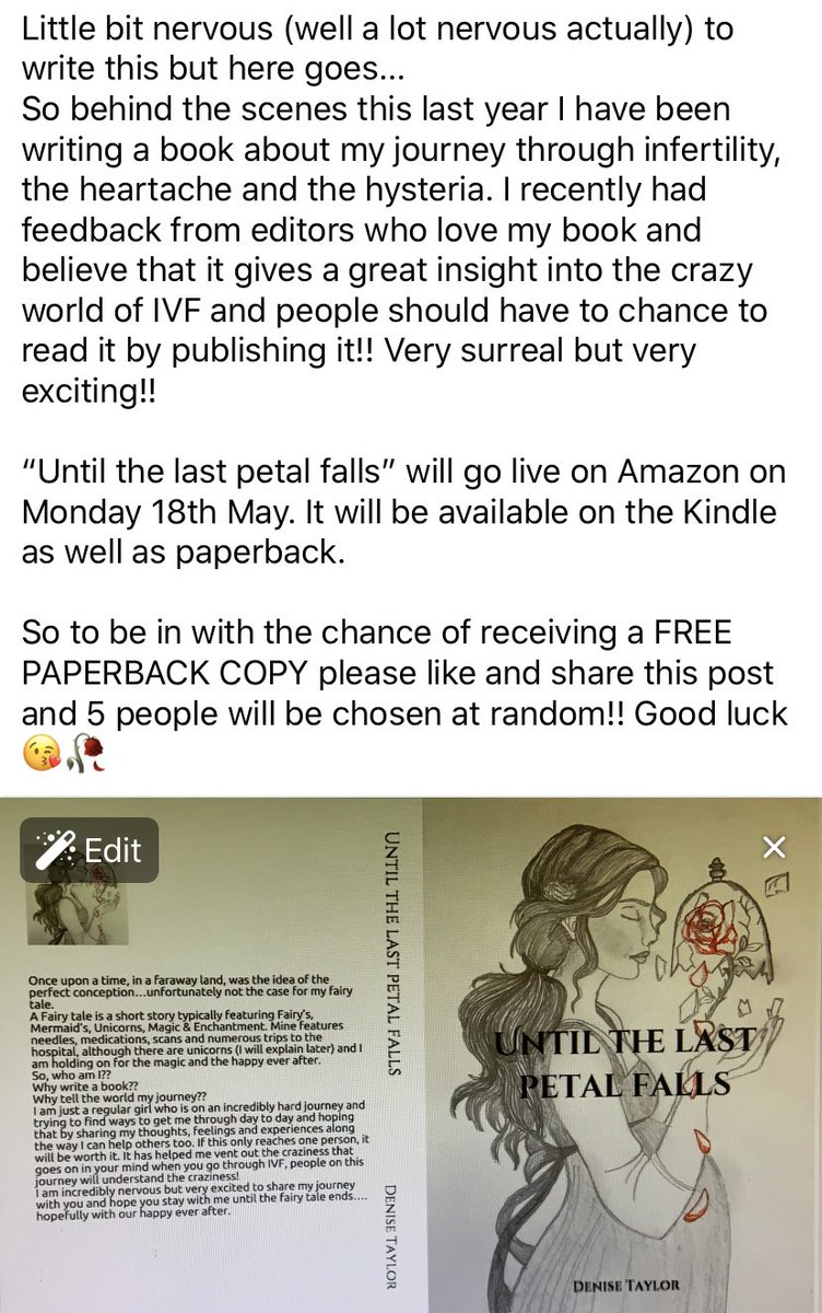 Taylor99Denise's tweet photo. #exciting #ivf #fertility #infertility #HelpingOthers #truestory #published  #author #books #WednesdayVibes https://t.co/2986v9Wpvx