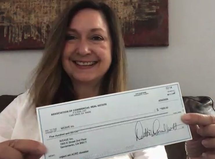 #ACRESacramento continues to #giveback this week! We have #donated $500 to WEAVE! For more info on #WEAVE, please visit buff.ly/35E5bNB! Thanks to Beth Hassett with WEAVE for the photo! ❤️