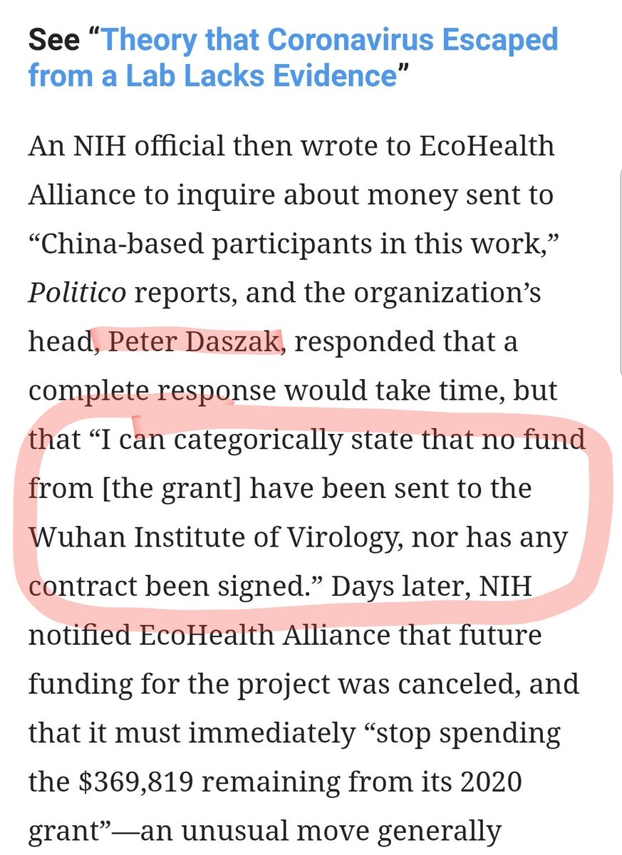 17th April amid  #US  #Intelligence  #Trump  #NIH set about terminating the  #Daszak  #EcoHealth  #Grant on ' #Bat  #Coronavirus Research Project'.