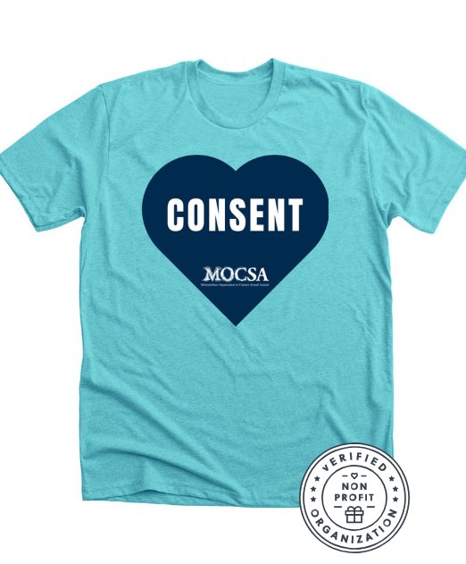 MOCSAkc's tweet photo. YOU would look great in this! MOCSA T’s and tanks now available from @Bonfire. Net proceeds from every purchase will help support survivors in our community. Link in profile. 
#StandwithMOCSA #StartbyBelieving #consent #SAAM https://t.co/imXffYKEV3
