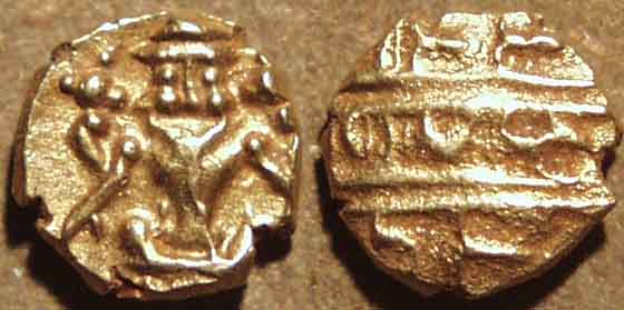 Lord Narasimha depicted on the Gold Coin issued by Raja Krishna Wodeyar of Mysore (1799-1868). 
#NarasimhaJayanti 
#IndianHistory 
#IndianCoin