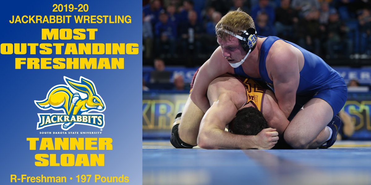 Earning Most Outstanding Freshman honors after a 21-6 season is 197-pounder Tanner Sloan #GetJacked