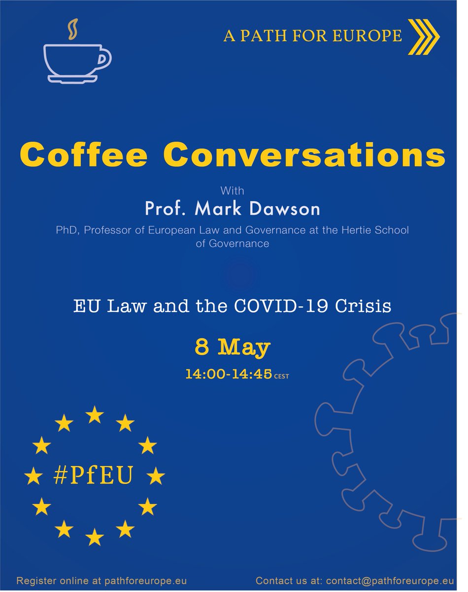 pathforeurope's tweet photo. Two more #webinars to finish off our #webtalkseries!
Join us tomorrow as we chat with Wolfgang Sporrer on #COVID19 and #Energy #Geopolitics.
& Friday we'll talk with Prof. Mark Dawson on #EULaw and the COVID-19 crisis.
Register online: https://t.co/OY86ek6tMp https://t.co/738aa0tYwY