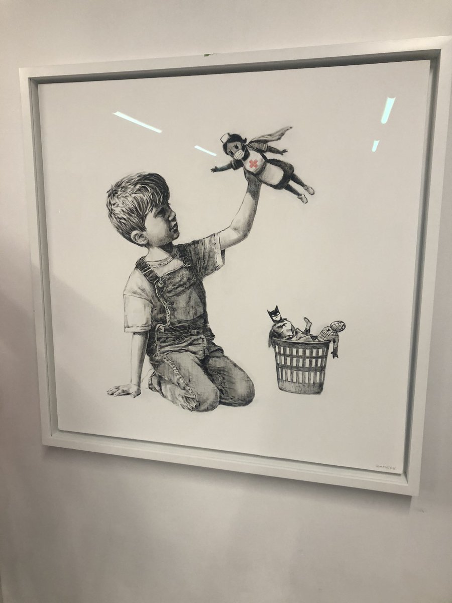 Paula Head (@paulahead99) on Twitter photo So proud to reveal this amazing piece of art Painting for Saints, created by #Banksy as a thank you to all those who work with and for the NHS and our hospital. Temporarily on display <a href="/UHSFT/">University Hospital Southampton 💙</a>. An inspirational backdrop to pause and reflect in these unprecedented times. So proud to reveal this amazing piece of art Painting for Saints, created by #Banksy as a thank you to all those who work with and for the NHS and our hospital. Temporarily on display <a href="/UHSFT/">University Hospital Southampton 💙</a>. An inspirational backdrop to pause and reflect in these unprecedented times.