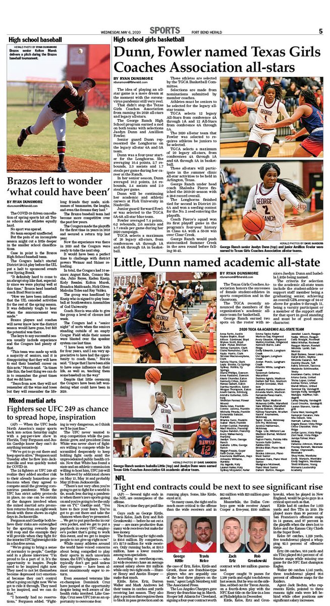 fbheraldsports's tweet photo. 📰Wednesday sports headlines📰
🏀 Longhorn basketball (@GRHSLonghornsBB) 
trio honored by TGCA for work on and off the court 
⚾️Brazos (@CougarsBrazos) baseball left to wonder what could have been in 2020 https://t.co/h4dzea8paO