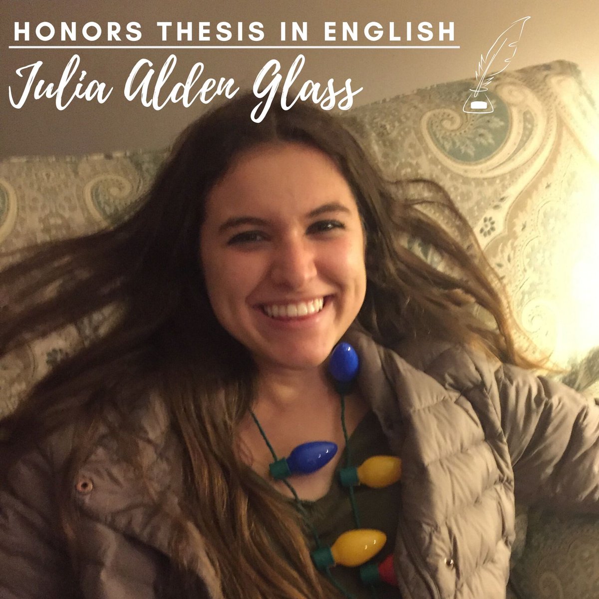 UNCECL's tweet photo. Let's give a round of applause to Julia Glass to celebrate her Honors Thesis in English "Artistic Practice and Mental Illness in Film"
See the picture for quote that makes her proud.
#honorsthesis #studentspotlight #GDTBATH https://t.co/F5hx1YRMTt