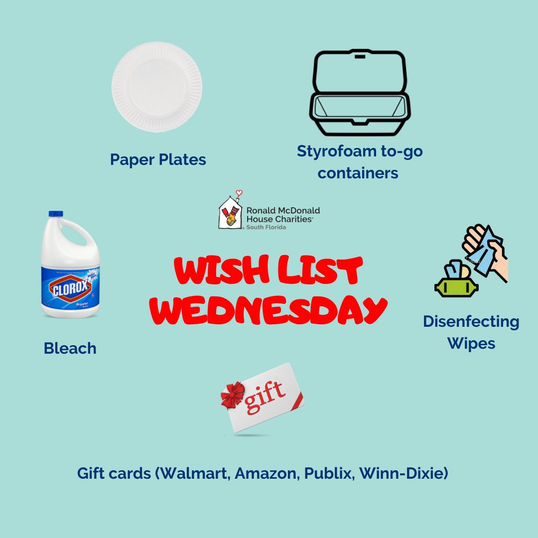 Please consider donating any of these items, donations can be dropped off at the House or purchased through our Amazon wish list and shipped directly to us. For more information please click here: ow.ly/4NsW50zyLxG