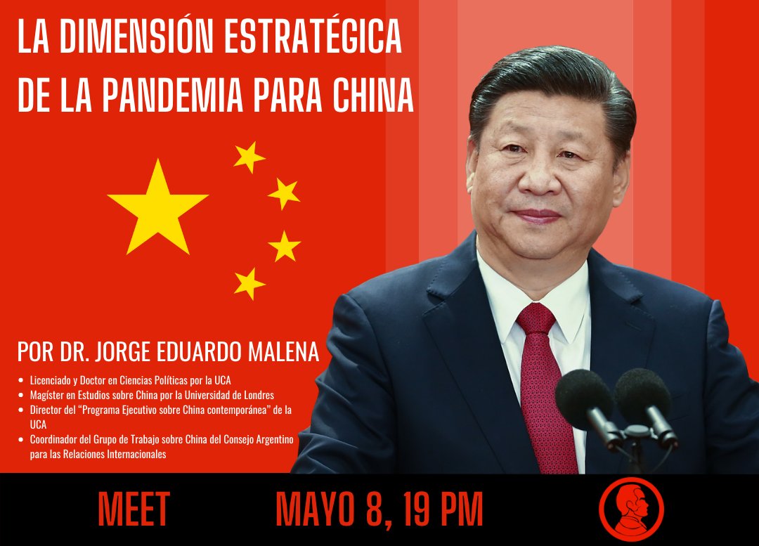UCAinst's tweet photo. 📌 Charla online "La dimensión estratégica de la pandemia para China" por @DrJorgeMalena este viernes 8/05 a las 19:00hs ¡Cupos Limitados!

¡Es una charla que pasa solamente una vez, aprovéchenla!

👉🏻 Link de inscripción: https://t.co/iv76Q9RNtw

cc: @China_UCAEPG https://t.co/F9y5QMFePr