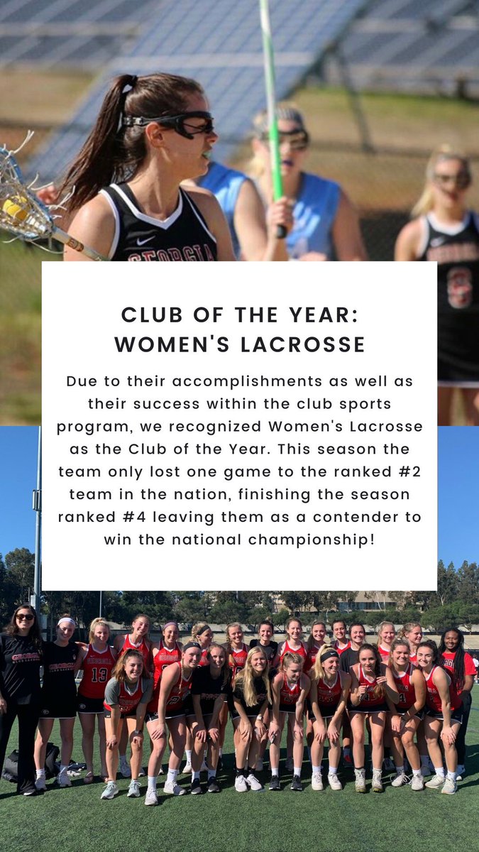 We want to thank all of our wonderful club sports for their dedication and commitment throughout the entire year! Special congratulations to Jack Einig, Bethany Sacks, Parker Ciaramella and the Women’s Lacrosse team, as we would like to recognize their achievements this year!