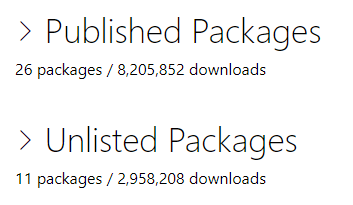 If you've ever wondered what the impact an #OSS project like #PrismLib has had over its lifetime (10+ yrs), you can start to draw some conclusions by looking at the over 11 MILLION total #NuGet downloads. #WPF #Xamarin #Uno #Uwp #dotnet #dotnetcore #microsoft #MVPBuzz