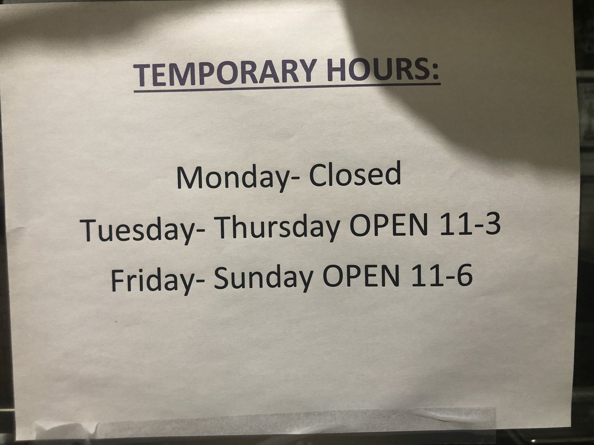 Updated temporary hours .... see ya soon!