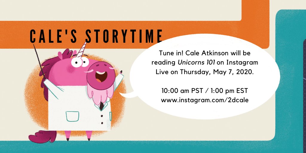 Tomorrow at 10 am PST/1pm EST, @2dCale will read his picture book, Unicorns 101, on Instagram Live! bit.ly/2ZbNy2K