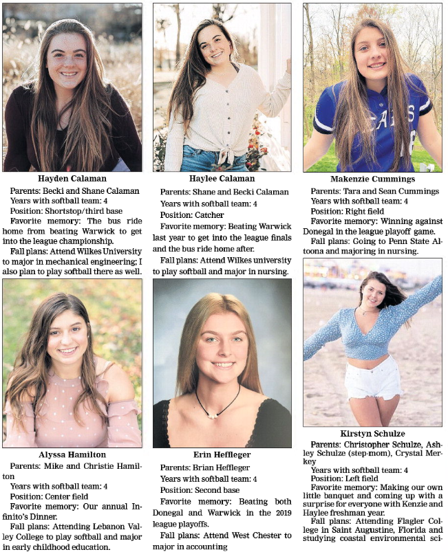 KMorganArchive's tweet photo. Here's the Spring Sports Senior Spotlight for softball! Sorry again about the screw-up with Newsmemory; some weird glitches caused it to separate each player's bio into its own article (it also cut off the last word of Kirstyn Schulze's in this pic). https://t.co/gwTcvo52z4