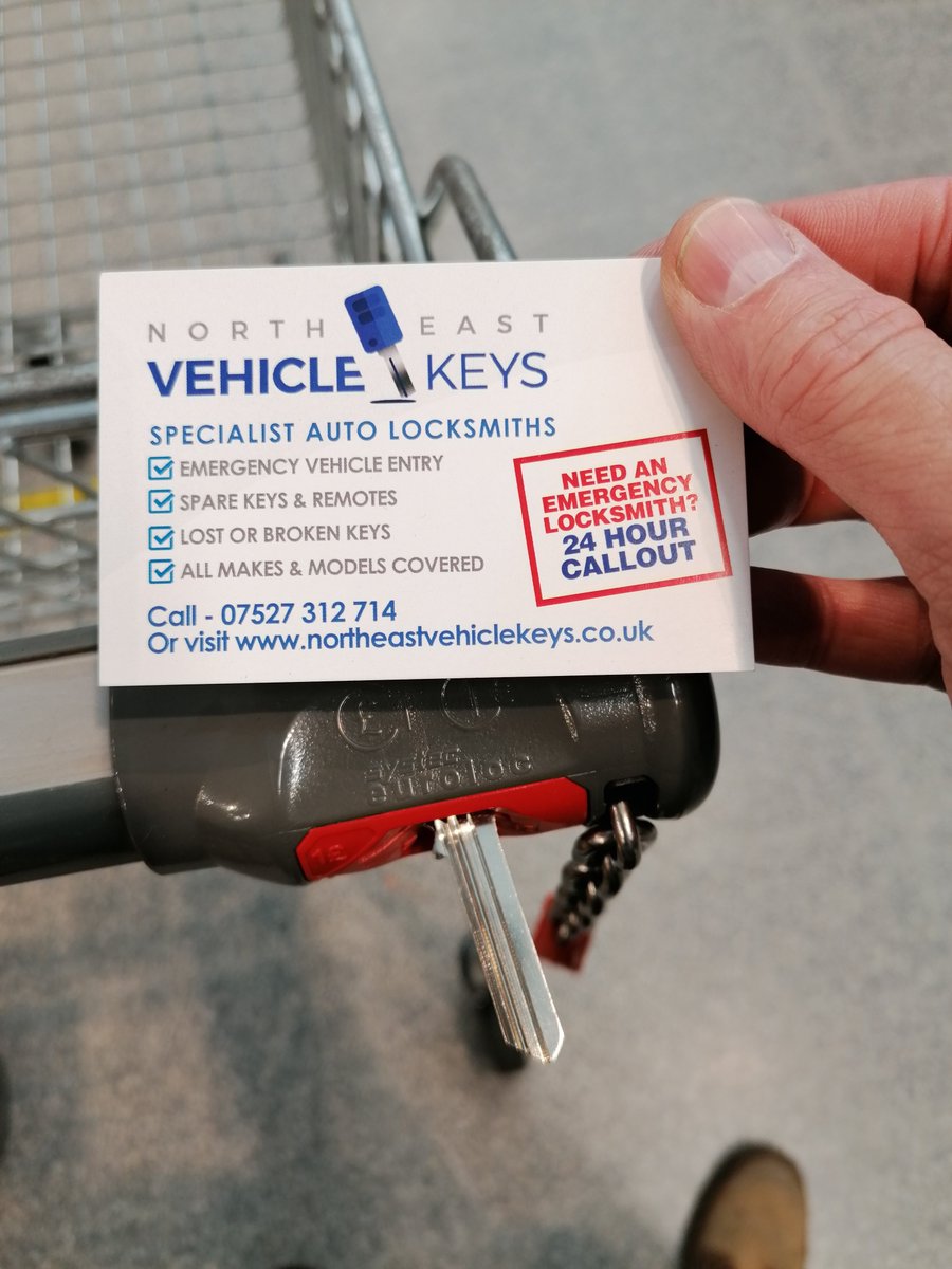 NEVKeys's tweet photo. What a Locksmith does when he doesn't have a pound coin for the shopping trolley in Aldi 🔐🔑😂
#trolleykeys #locksmith #forwardthinking https://t.co/yCLhdpHKbQ