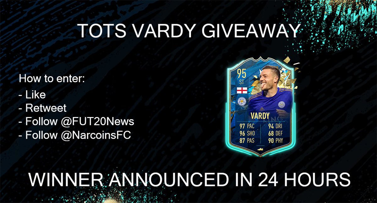 🚨 TOTS VARDY GIVEAWAY 🚨

Like ❤️ + Retweet 🔁

Follow @FUT20News 
Follow <a href="/narcoinsfc/">Wael</a> 

Good luck! ✅
