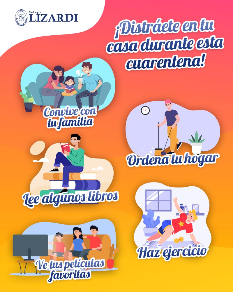 ColegioLizardi's tweet photo. Ahora que estás en casa puedes aprovechar tu tiempo para fomentar el aprendizaje de tus hijos, así como mejorar la comunicación con todos los integrantes de tu familia.👨‍👩‍👧‍👦

Te damos algunas ideas que puedes poner en práctica desde tu hogar.🏠 https://t.co/4zuuszfjtI