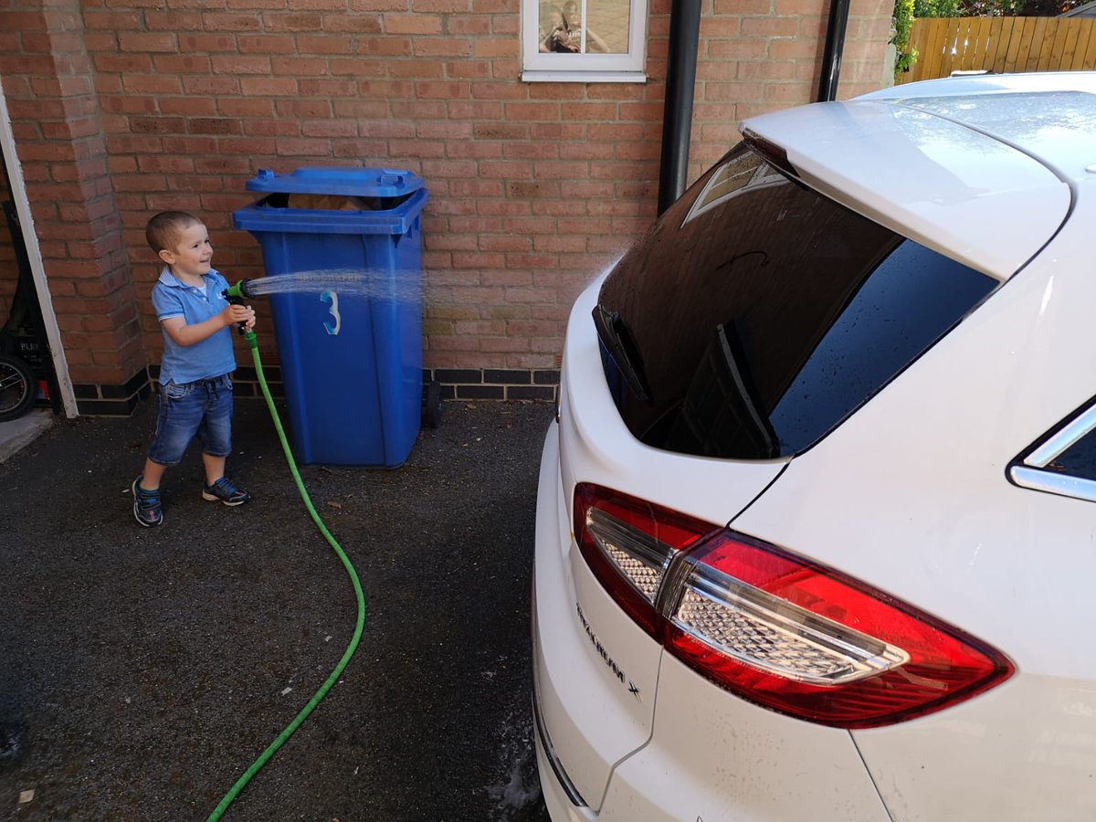 kirstsimo's tweet photo. @WonderfulWrens Noah and big sister helping their daddy wash his car. Then they got to meet spiderman https://t.co/TjoHwy4ANG