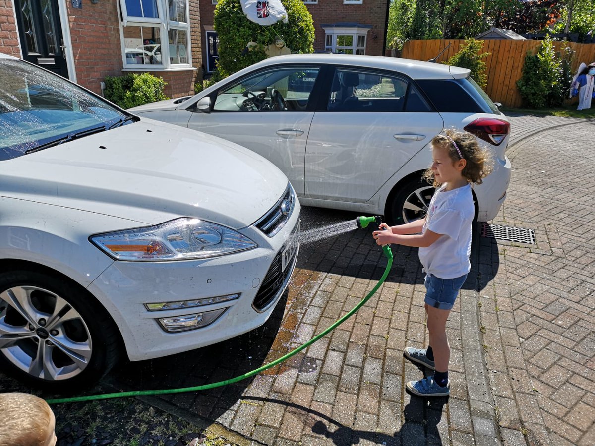 kirstsimo's tweet photo. @WonderfulWrens Noah and big sister helping their daddy wash his car. Then they got to meet spiderman https://t.co/TjoHwy4ANG