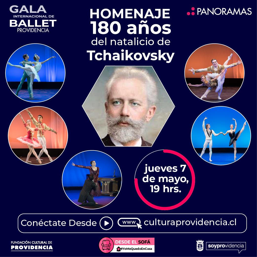 ¡TRANSMISIÓN ESPECIAL! Este jueves 7 de mayo, a las 19 hrs, realizaremos una transmisión especial de 5 pas de deux de la #GalaBalletProvi en homenaje a los 180 años del natalicio de Piotr Ilich Tchaikovsky. Conéctate #DesdeElSofá a culturaprovidencia.cl <a href="/Muni_provi/">Muniprovi</a>