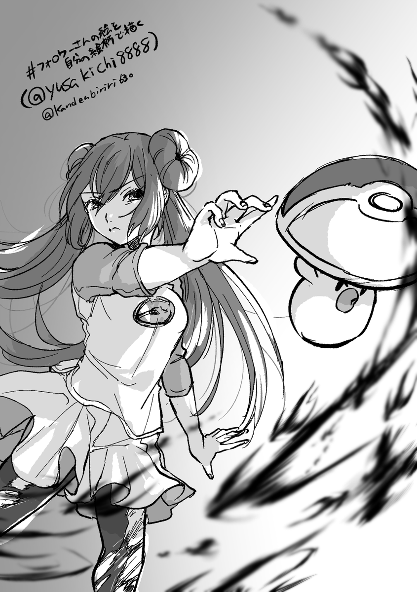 #フォロワーさんの絵を自分の絵柄で描く 
(@yusakichi8888 ) 