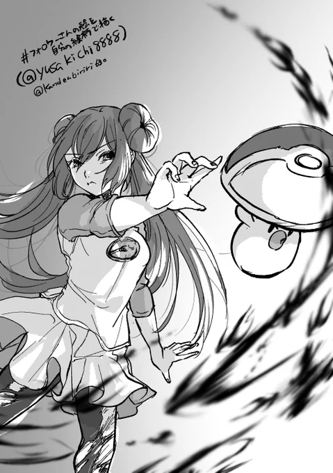 #フォロワーさんの絵を自分の絵柄で描く 
(@yusakichi8888 ) 
