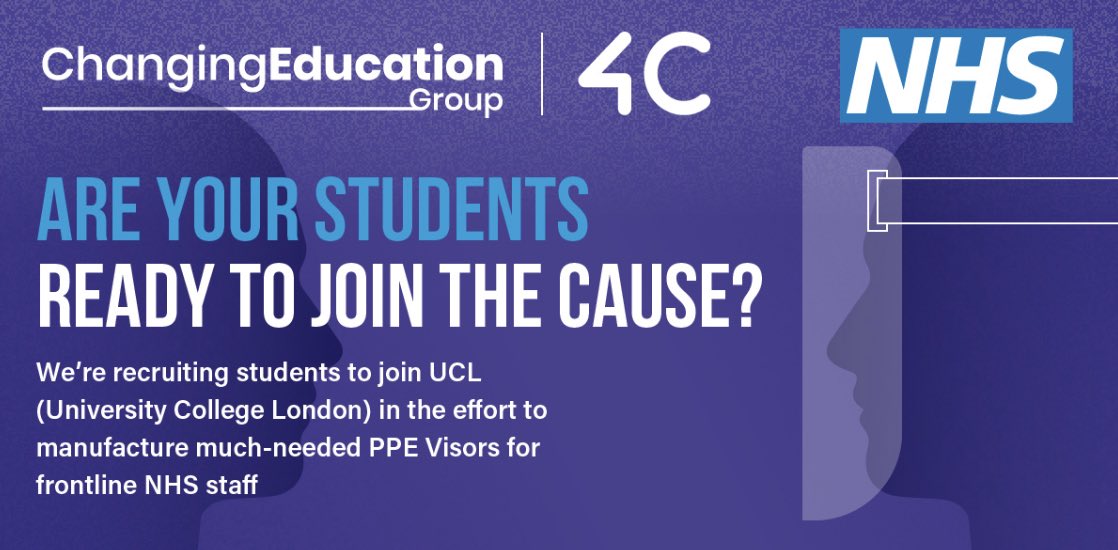 Proud to be working with <a href="/4CAssociates/">4C Associates</a> for a paid work experience opportunity for students manufacturing PPE for frontline #NHS staff. If you would like any more information on this opportunity then please get in touch. #London