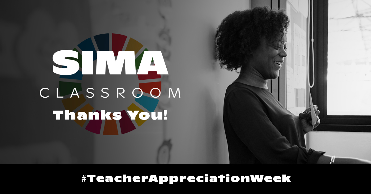 SIMAacademy's tweet photo. For #TeacherAppreciationWeek we just want to take a moment to say THANK YOU to ALL of our world's #educators who have met the challenge of #remotelearning head on with courage, commitment, and care. We applaud you and give a special shoutout to our 2,215 #SIMAClassroom #Teachers! https://t.co/W2d9Hue20q