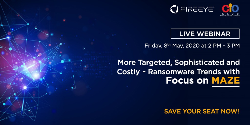 CIOAssociation's tweet photo. Listen the experiences of @ledzian on #Ransomware at @CIOKlub1 exclusive webinar. #CIOKlubRansomware @ashokjade @KKChaudhary5 @Umesh_Mehta @uniquekumar1 @ashishmathur28 @BimalPuri1 @PoojachatrathIT @basant_c @harish_hotelier @ManojShri @harcharan07 @bhatiaamittwitt @FireEye https://t.co/5WkLmL9fHz