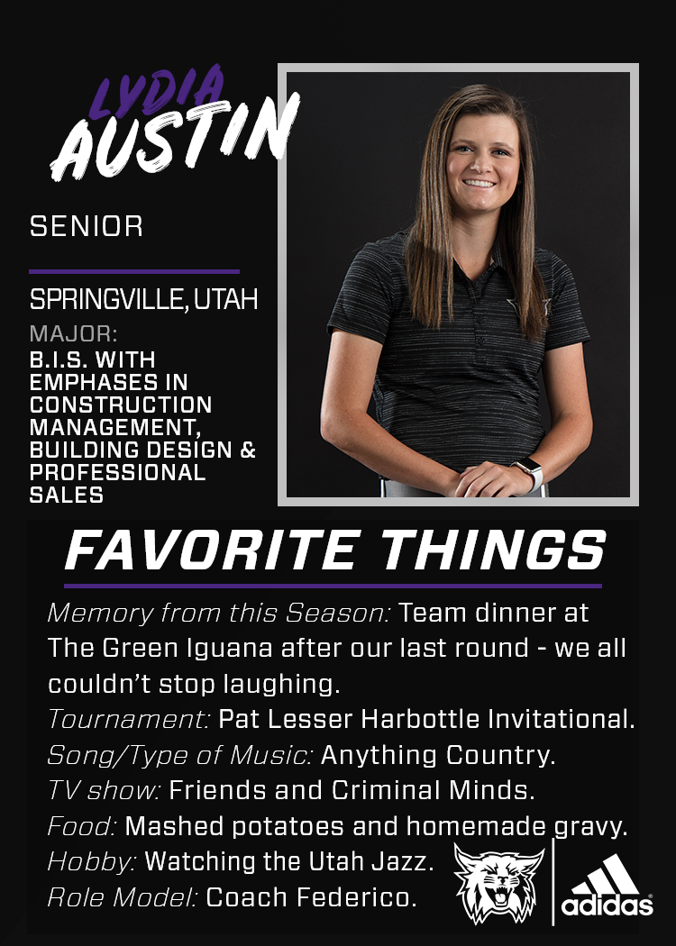 WSUWildcatMGolf's tweet photo. GOLFER TRADING CARDS: Today we pay tribute to our graduating senior from the women’s golf team @lydiaaustin222 #PurpleReign #WeAreWeber https://t.co/fGGzqGKNcP