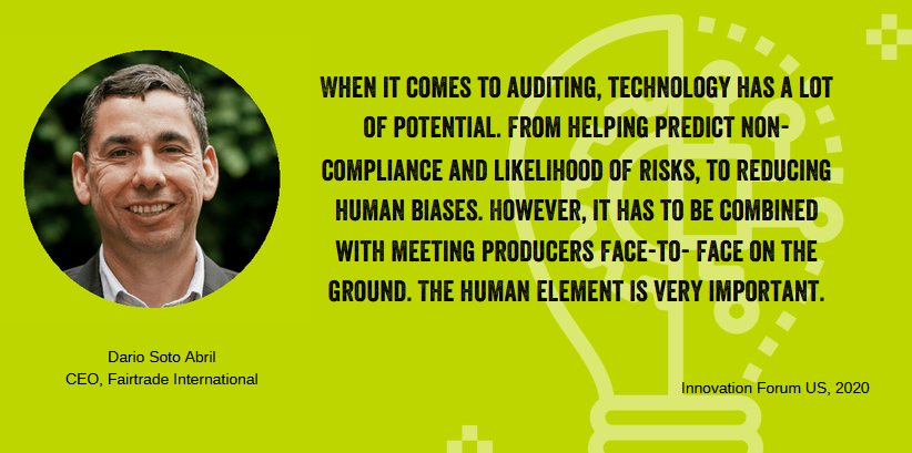 FAIRTRADE's tweet photo. Interesting discussions happening now @InnovaForum on the potential of technology in auditing.  Stay tuned from more updates. #supplychains #innovation #socialcompliance https://t.co/XegYtkU8m2