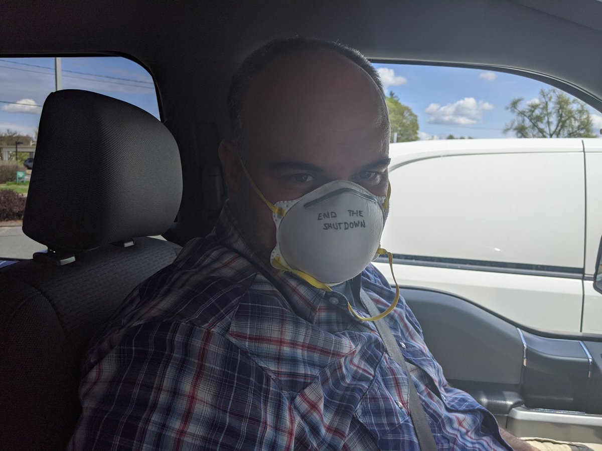 DailyShotTalks's tweet photo. Looks like @BarryGadbois took @Dgadbois and @CTaylorRobbins advice, and didn't make the local hardware store manager toss him.... In his own special way! #mask https://t.co/S3cGAAqc5N