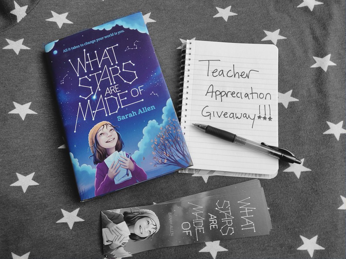 SarahAllenBooks's tweet photo. Hooray #TeacherAppreciationWeek!!

⭐️To celebrate, I'd love to give away a signed copy of WHAT STARS ARE MADE OF to a randomly selected teacher who retweets this!

⭐️And I'll send 30 bookmarks to two runners up! 

Winners selected on 5/9. Thank you, teachers, for all you do! https://t.co/6AC0AX3pTv