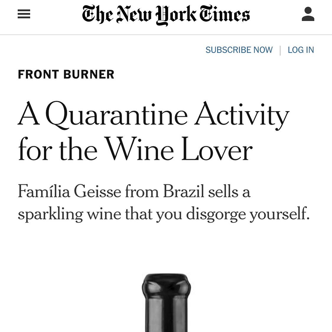 wine4theworld's tweet photo. We’re thrilled to share #FlorenceFabricant's article from today’s @nytimes about #CaveAmadeuRustico by @CaveGeisse which she calls ‘a quarantine activity for the #winelover' as you disgorge this #sparklingwine yourself... or even drink without disgorging: https://t.co/M5qWoXObdG https://t.co/jDlL30gF8q